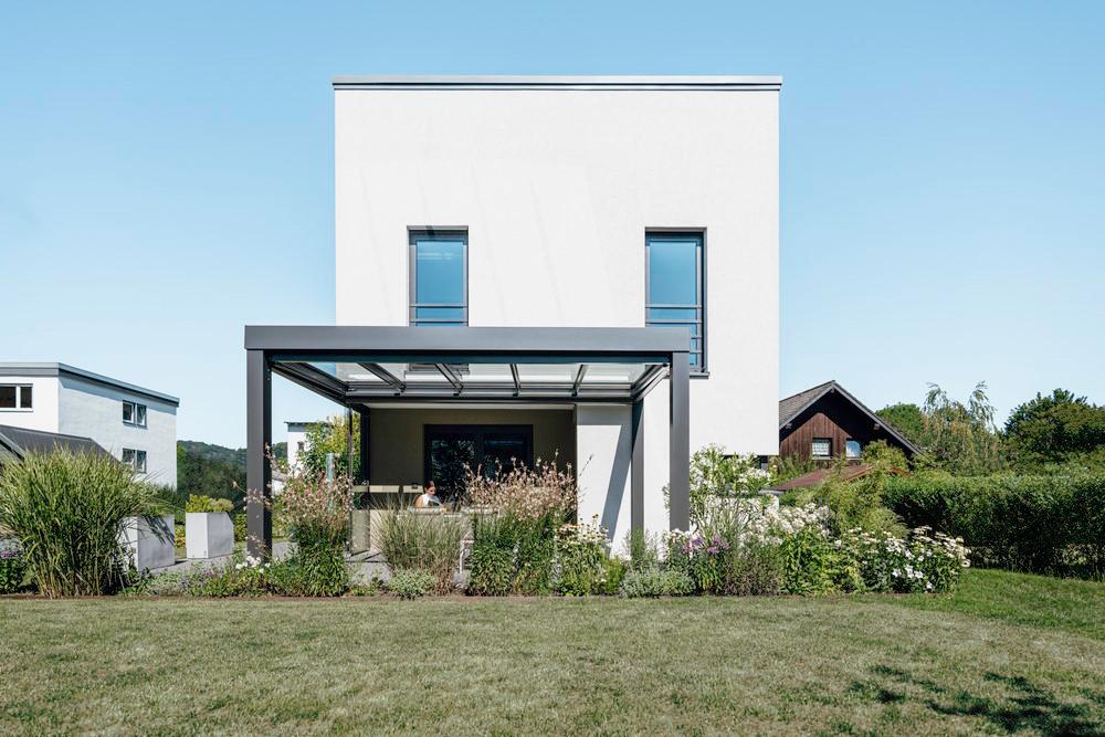 Terrassenüberdachung, Aluminium, Solarlux, Holz Glas Miller